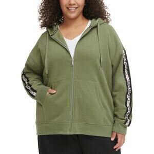 Calvin Klein Performance Plus Size Logo-Stripe Hoodie Green Size 2X 1716
